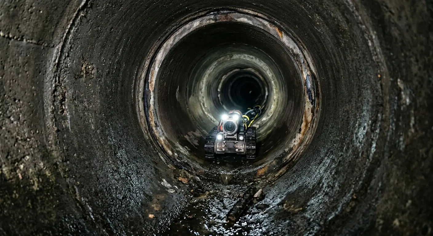 Robotic sewer camera inspecting pipe interior for Drain Snake Service in Elburn